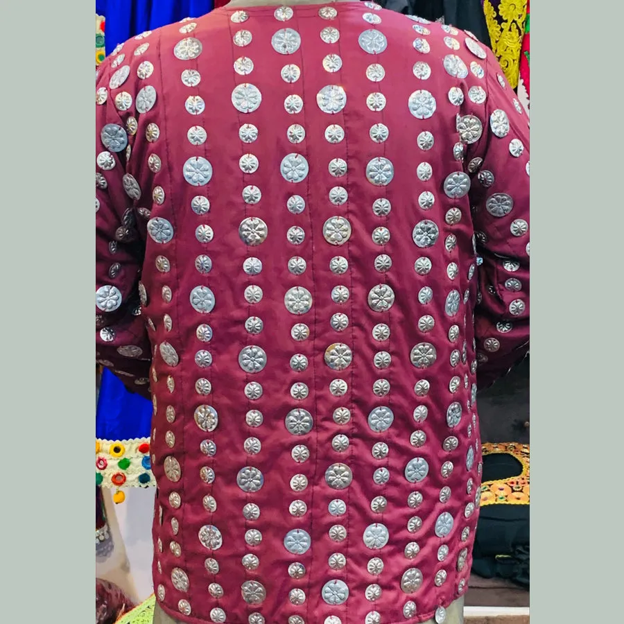 Traditional Handmade Unisex Coat With Metal Motifs Work