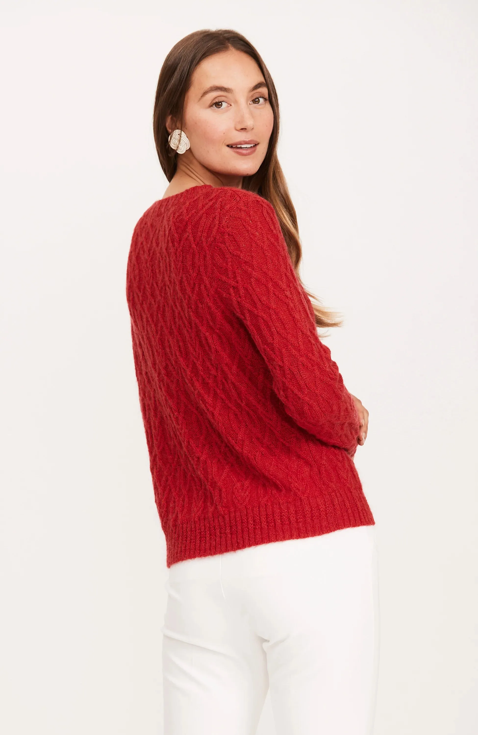 Tyler Boe Novelty Stitch Crew Neck Sweater Crimson