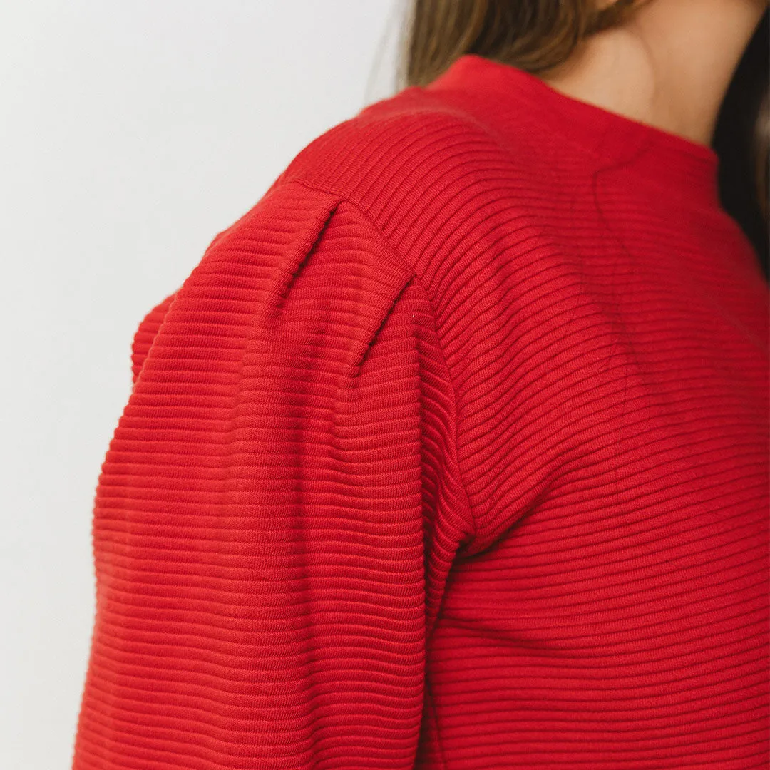 Utah Atlas Ribbed Sweater, Crimson