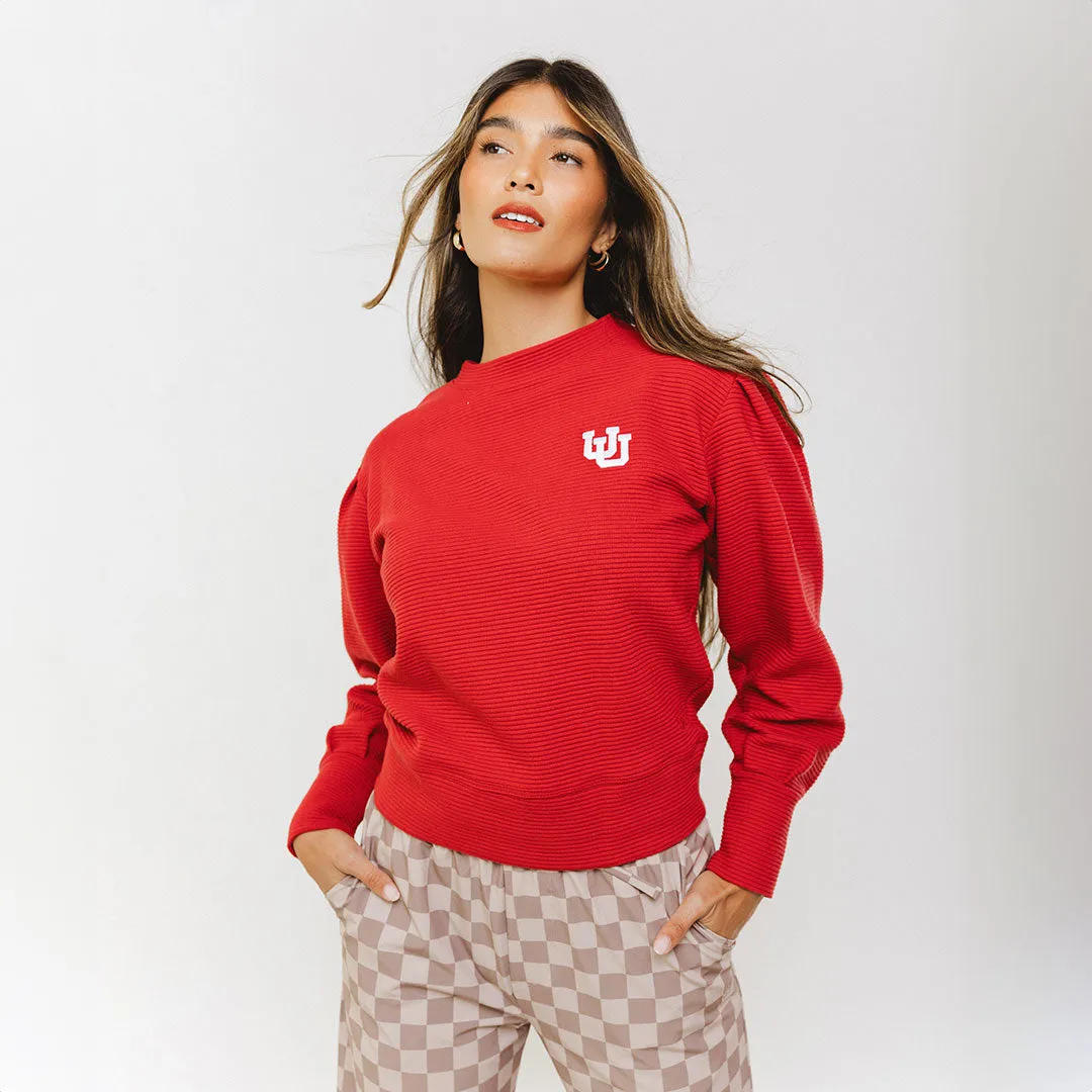 Utah Atlas Ribbed Sweater, Crimson