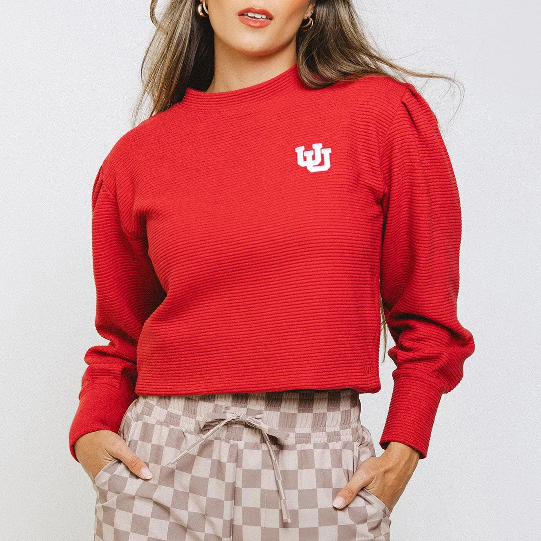 Utah Atlas Ribbed Sweater, Crimson