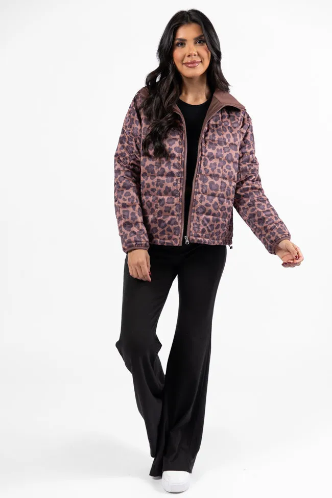 Vail Valley Brown Leopard Quilted Zip Up Jacket FINAL SALE