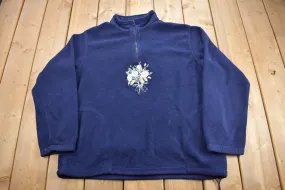 Vintage 1990s Northern Reflections Floral Fleece Quarter Zip Sweater