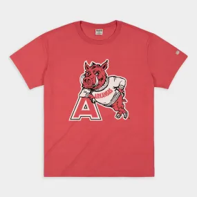 Vintage Arkansas Razorback Leaning Mascot Heavyweight Tee