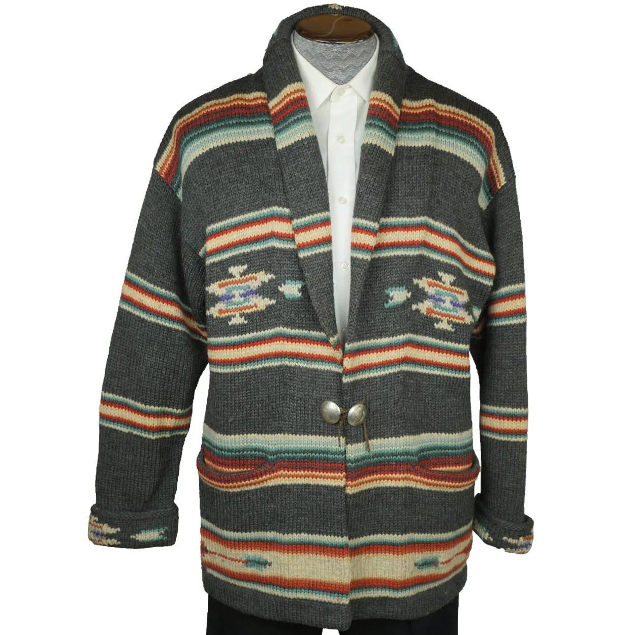 Vintage Ralph Lauren Southwestern Coat Sweater Serape Indian Blanket USA Mens L