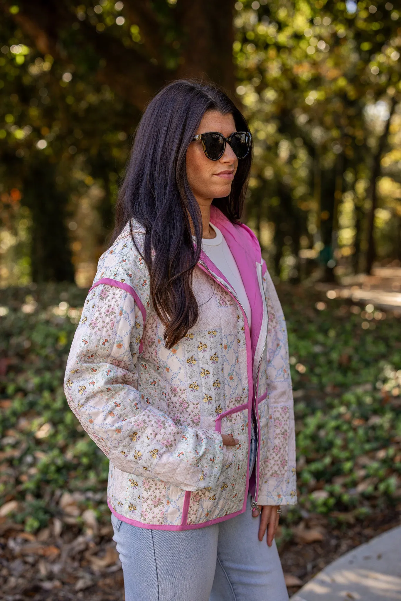 Viral Floral Quilted Hooded Jacket