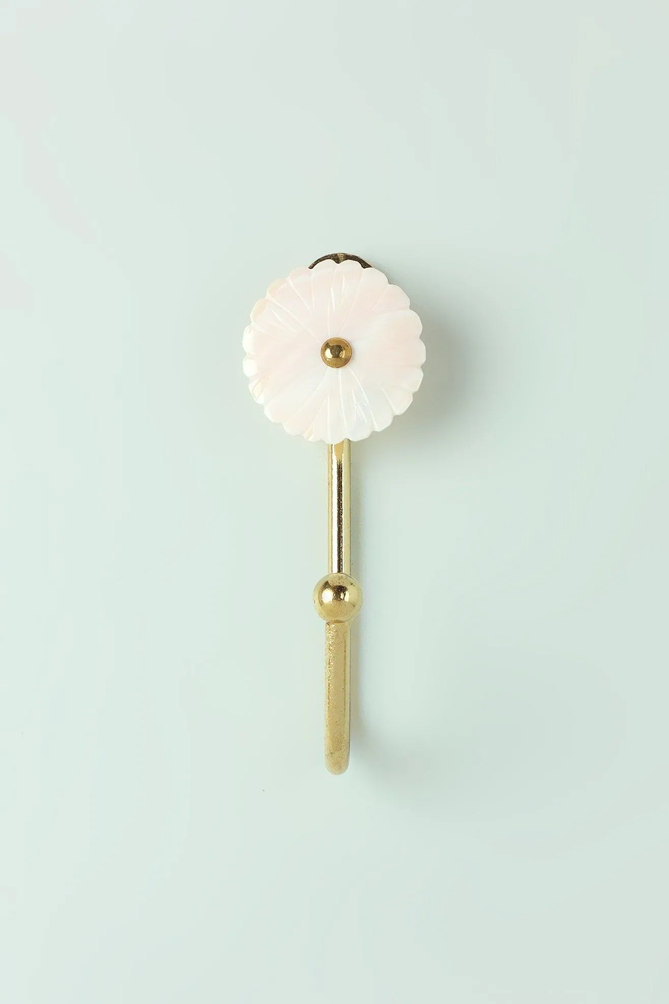 White Pearl Flower Patterned Brass Coat Hooks