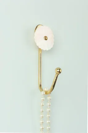 White Pearl Flower Patterned Brass Coat Hooks