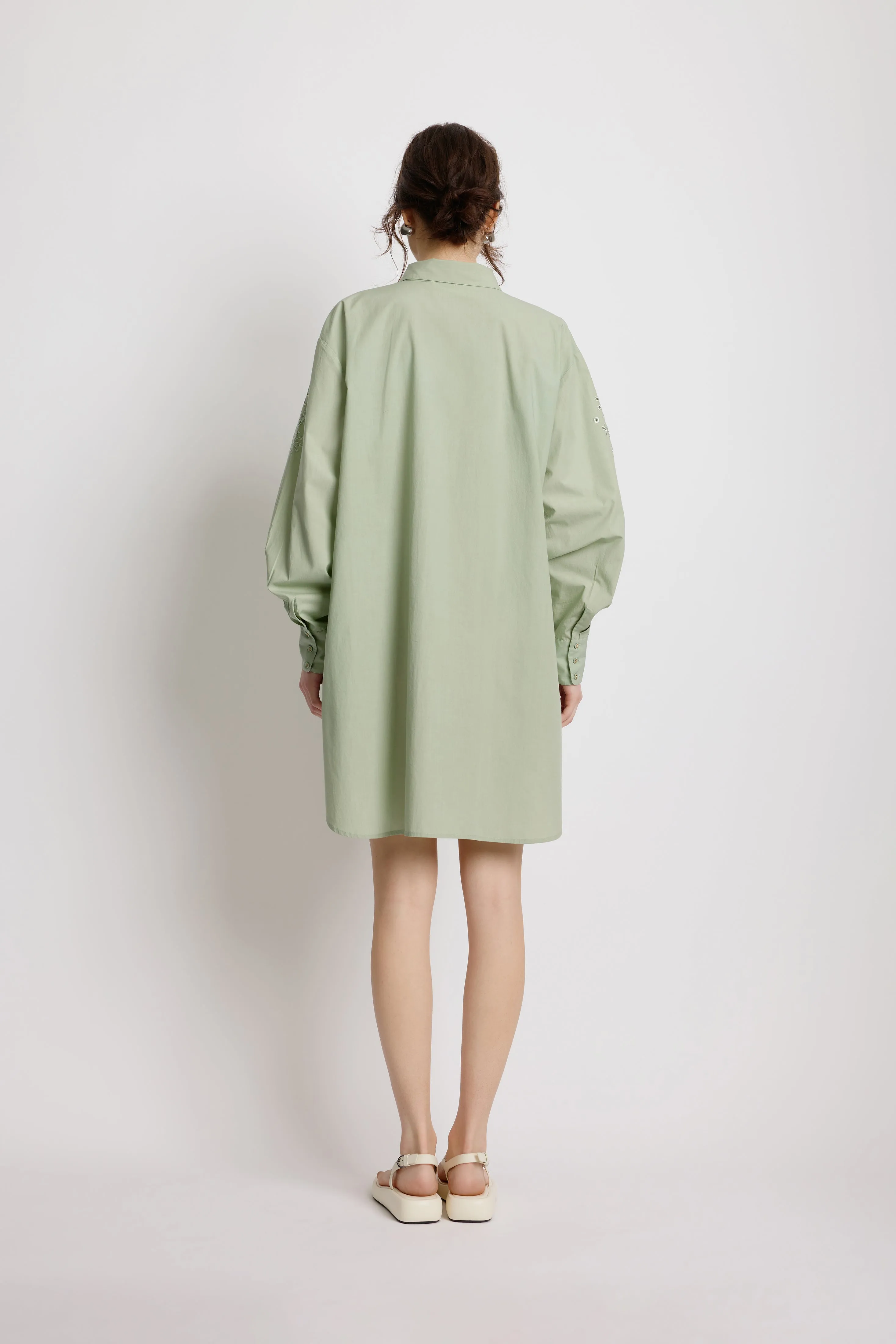 Wild Rose Shirt Dress - Sage