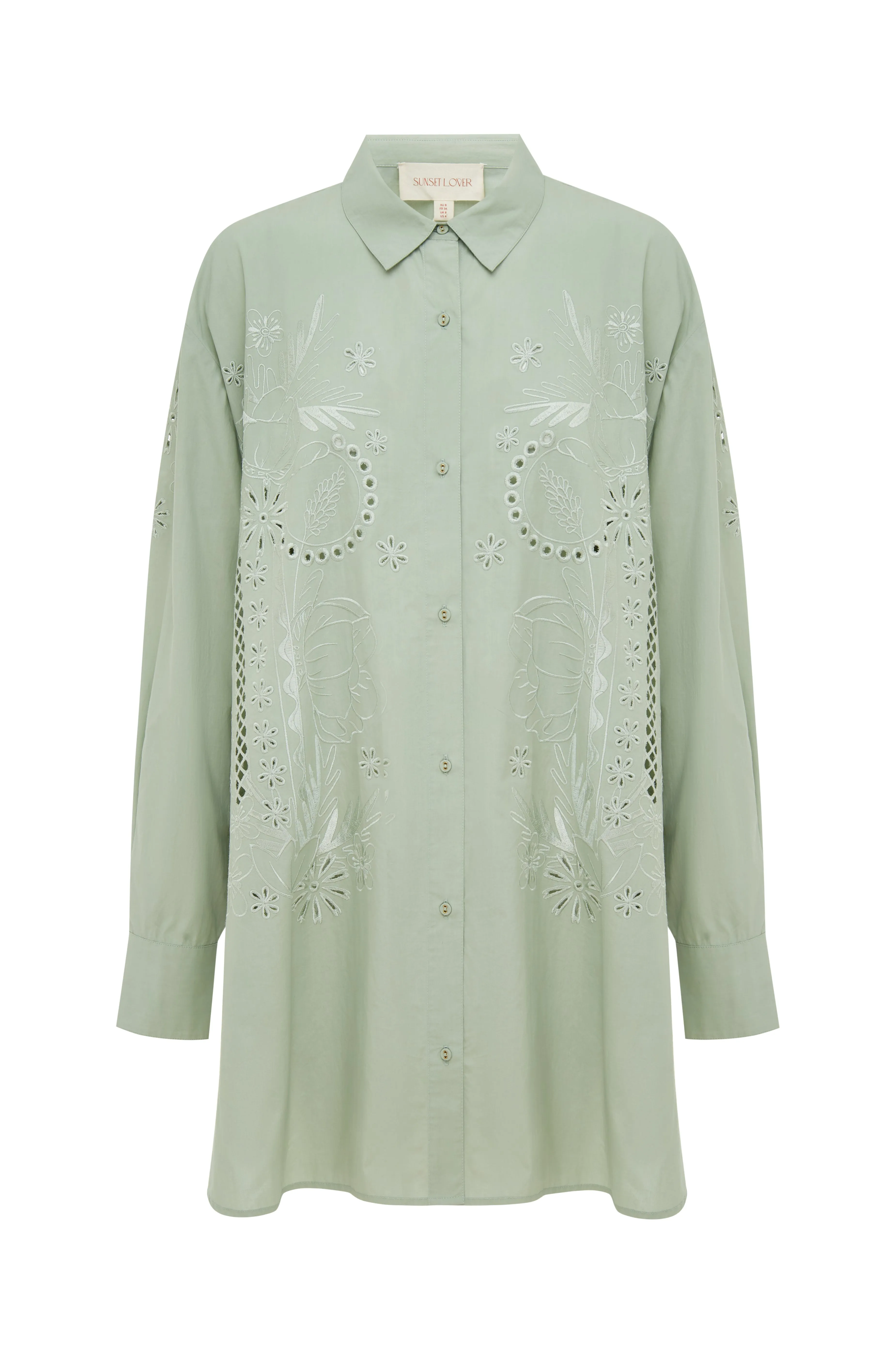 Wild Rose Shirt Dress - Sage