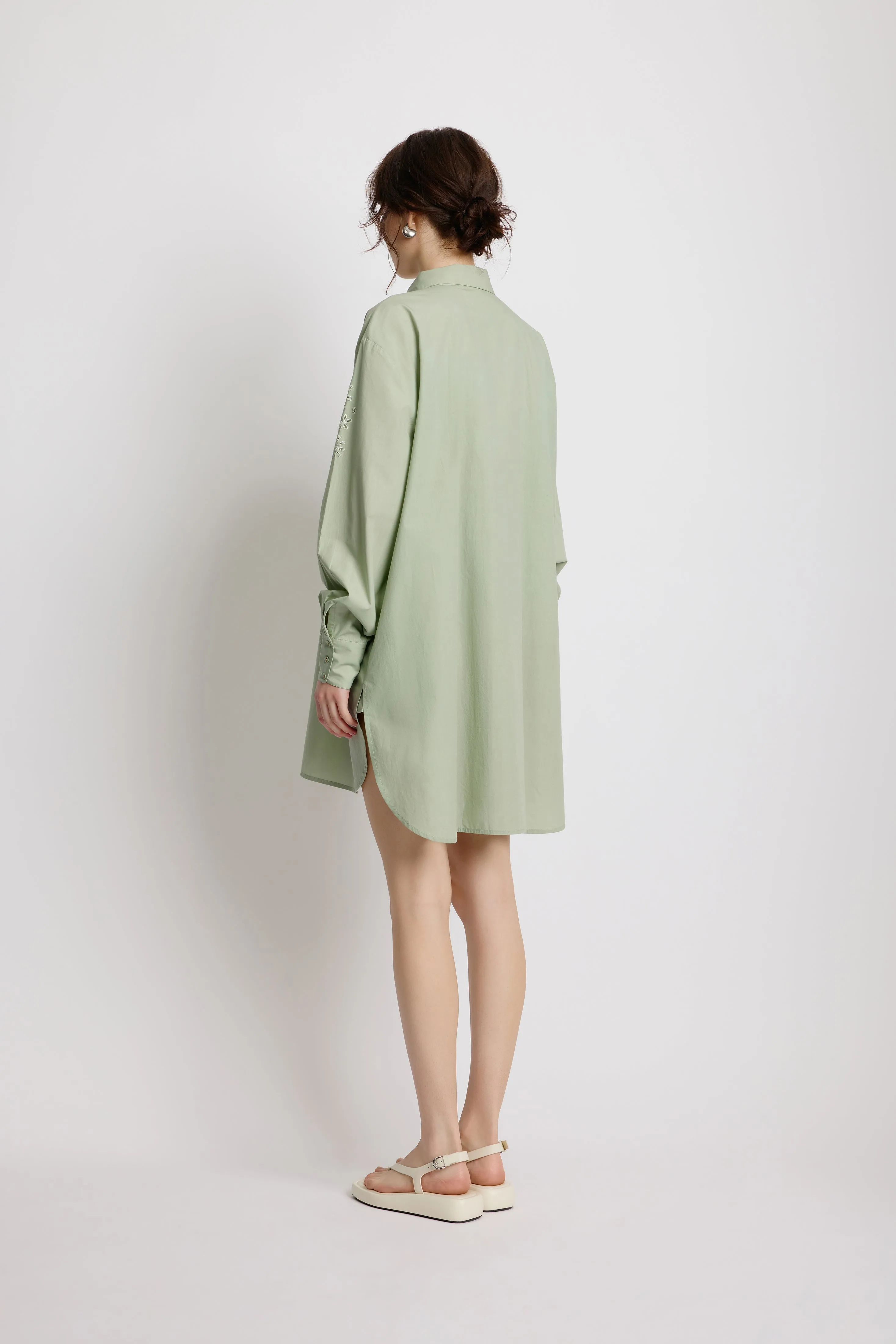 Wild Rose Shirt Dress - Sage