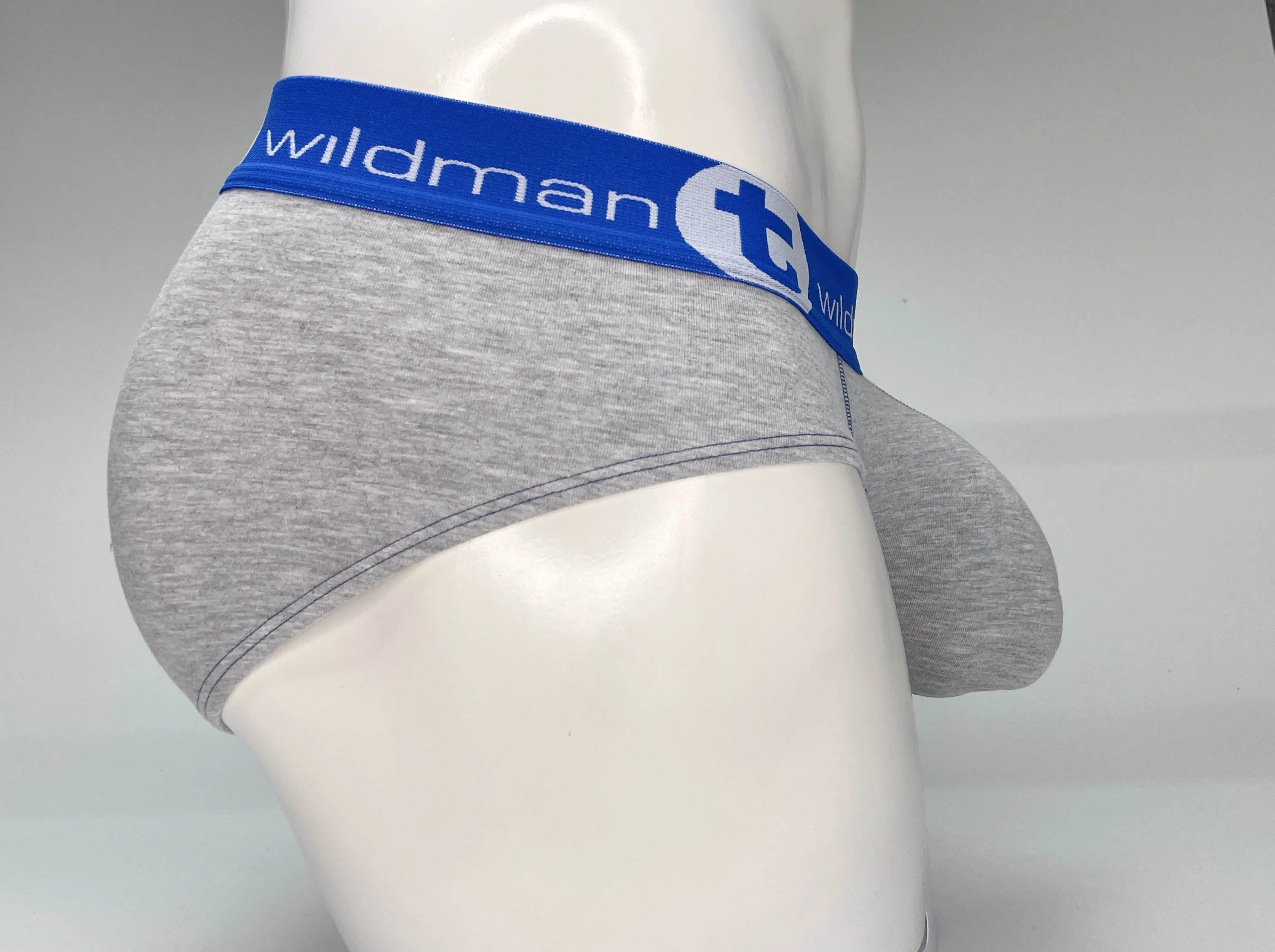 WildmanT Big Boy Pouch Cotton Brief Gray and Blue