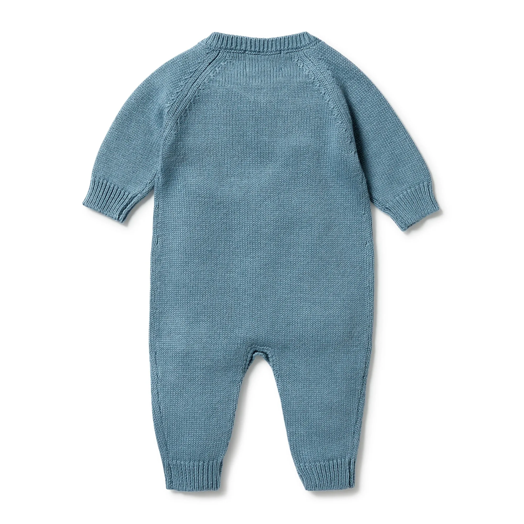 Wilson and Frenchy Knitted Button Growsuit - Bluestone