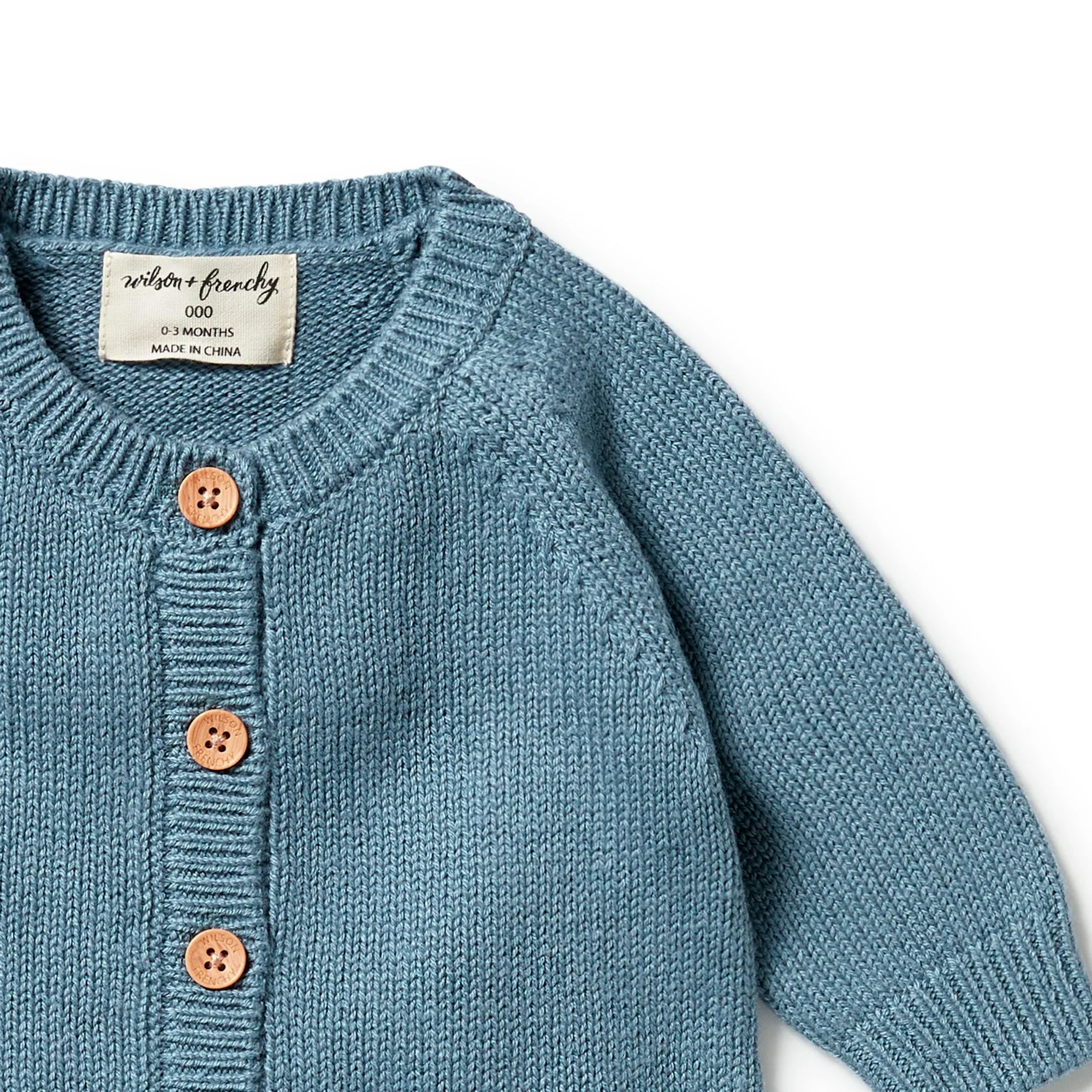 Wilson and Frenchy Knitted Button Growsuit - Bluestone