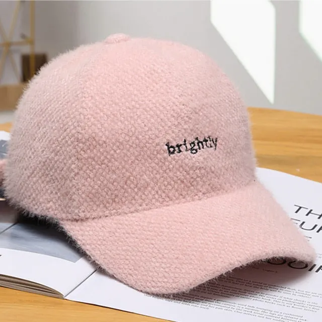 Windproof Cashmere Baseball Caps Trendy Velvet Winter Hats For Women