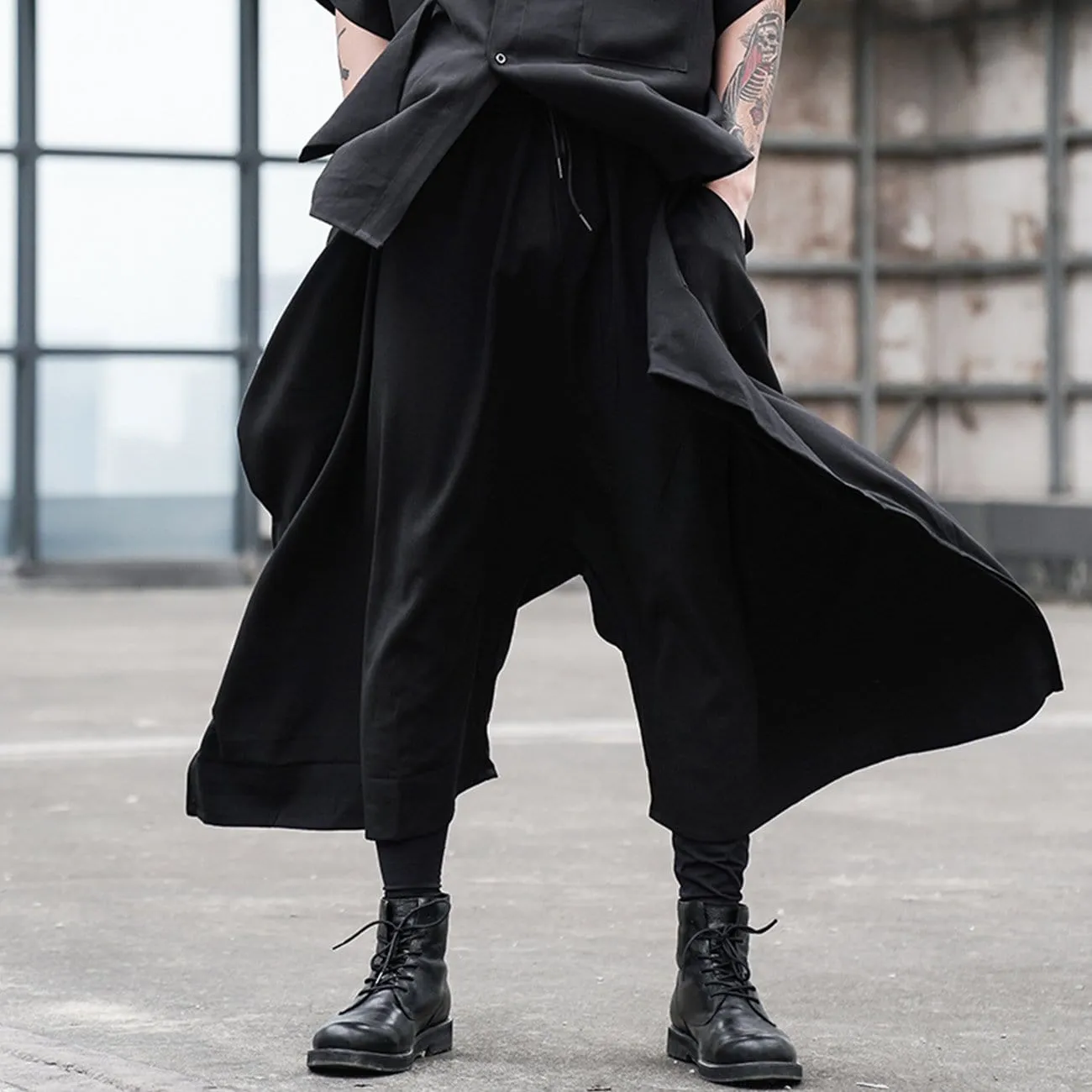 WLS Dark Irregular Personality Oversized Culottes Pants