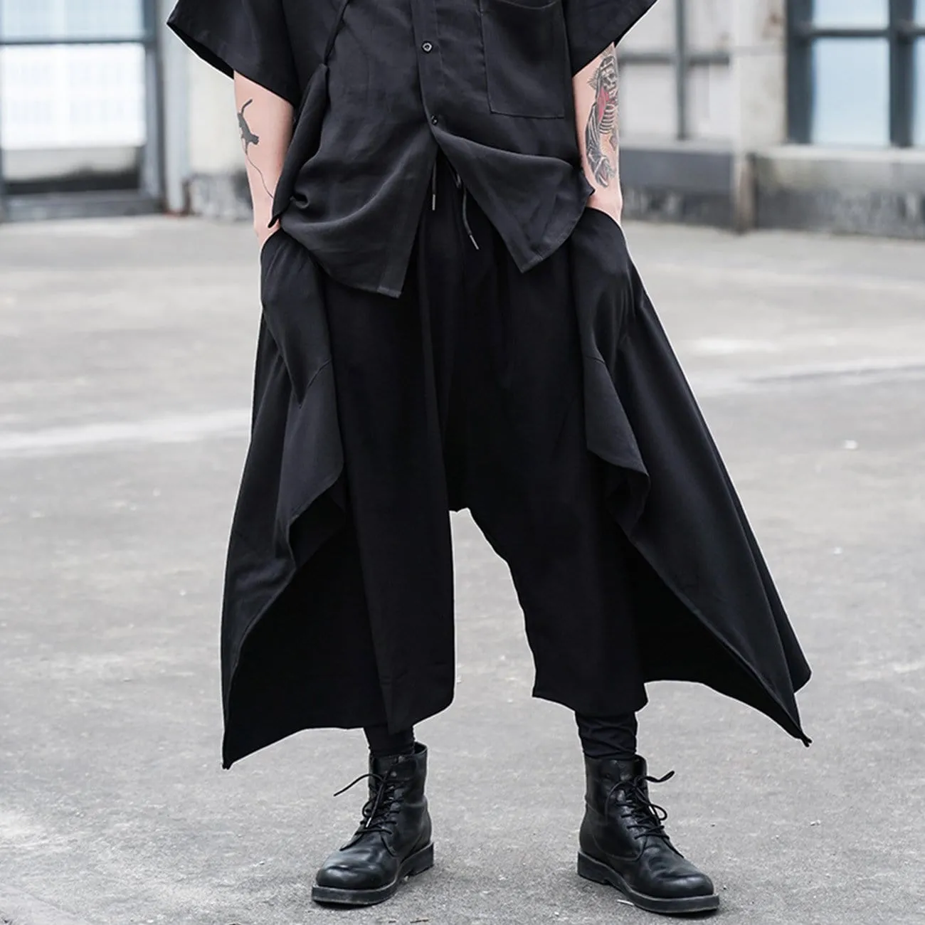 WLS Dark Irregular Personality Oversized Culottes Pants