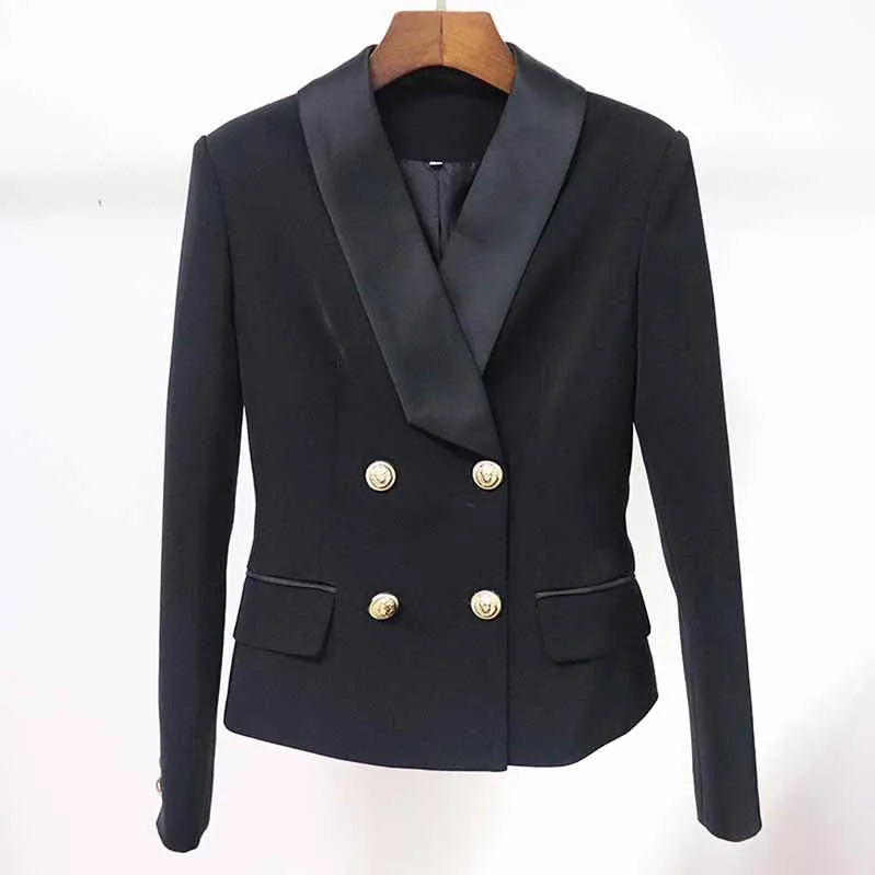 Women Coats Black Jacket Long Sleeves Blazer Breasted Coat