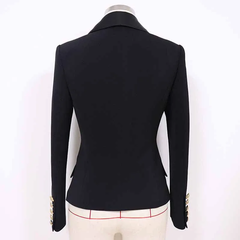 Women Coats Black Jacket Long Sleeves Blazer Breasted Coat