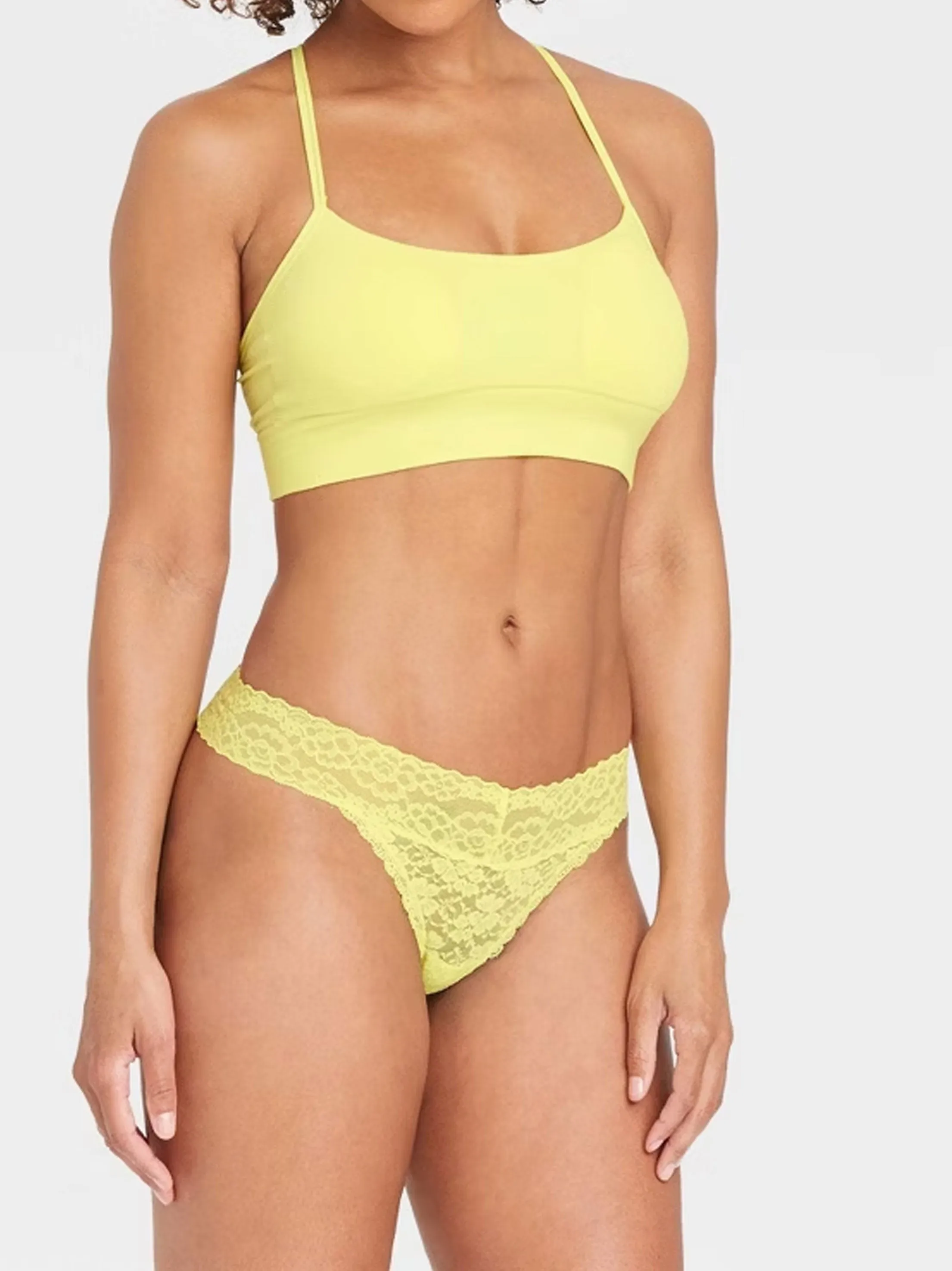 Women's Lace Thong,Yellow