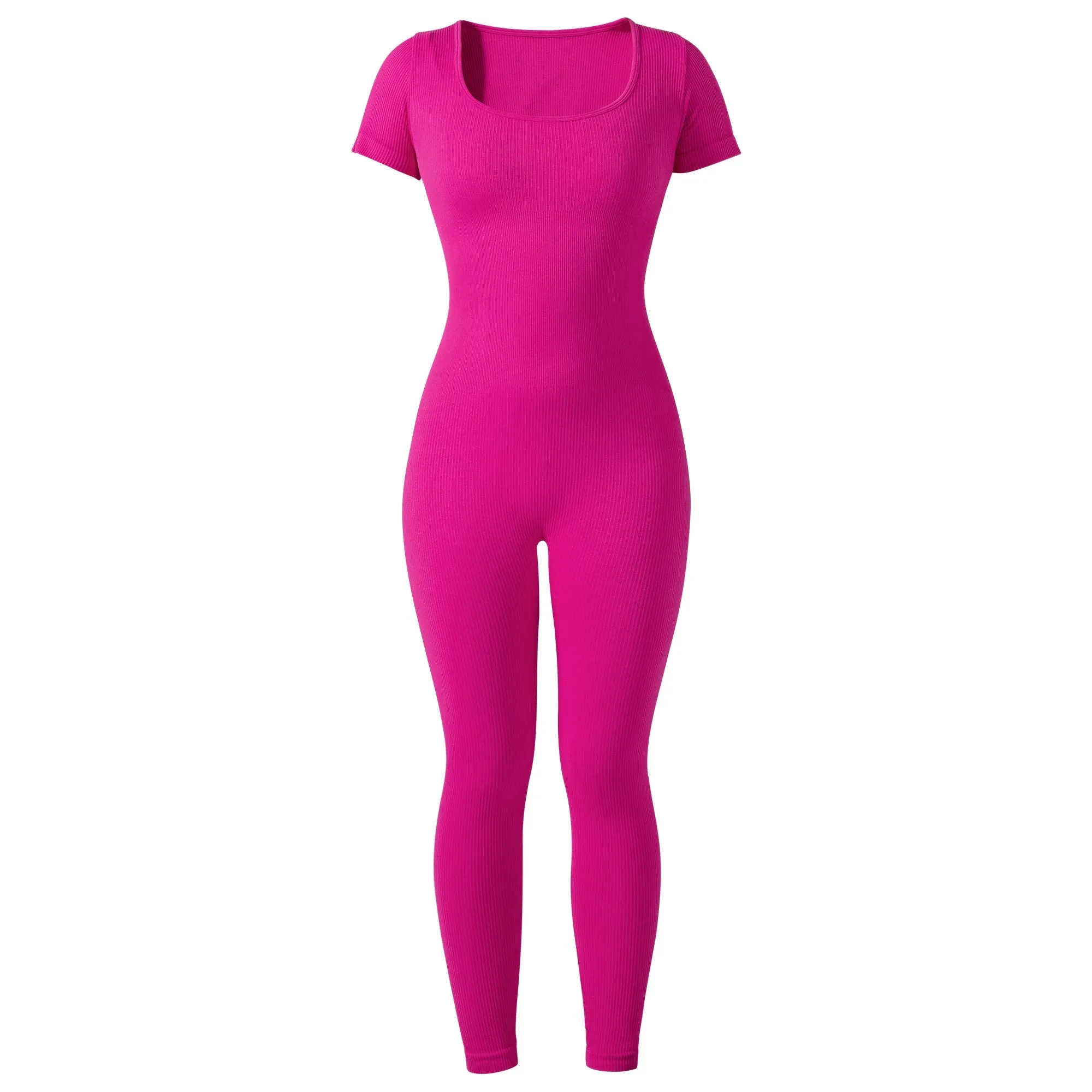 Women's  Ribbed One Piece Jumpsuits Outfits Bodycon Bodysuit Sexy Rompers Short Sleeve Exercise Yoga Jumpsuit Sportswear Mujer