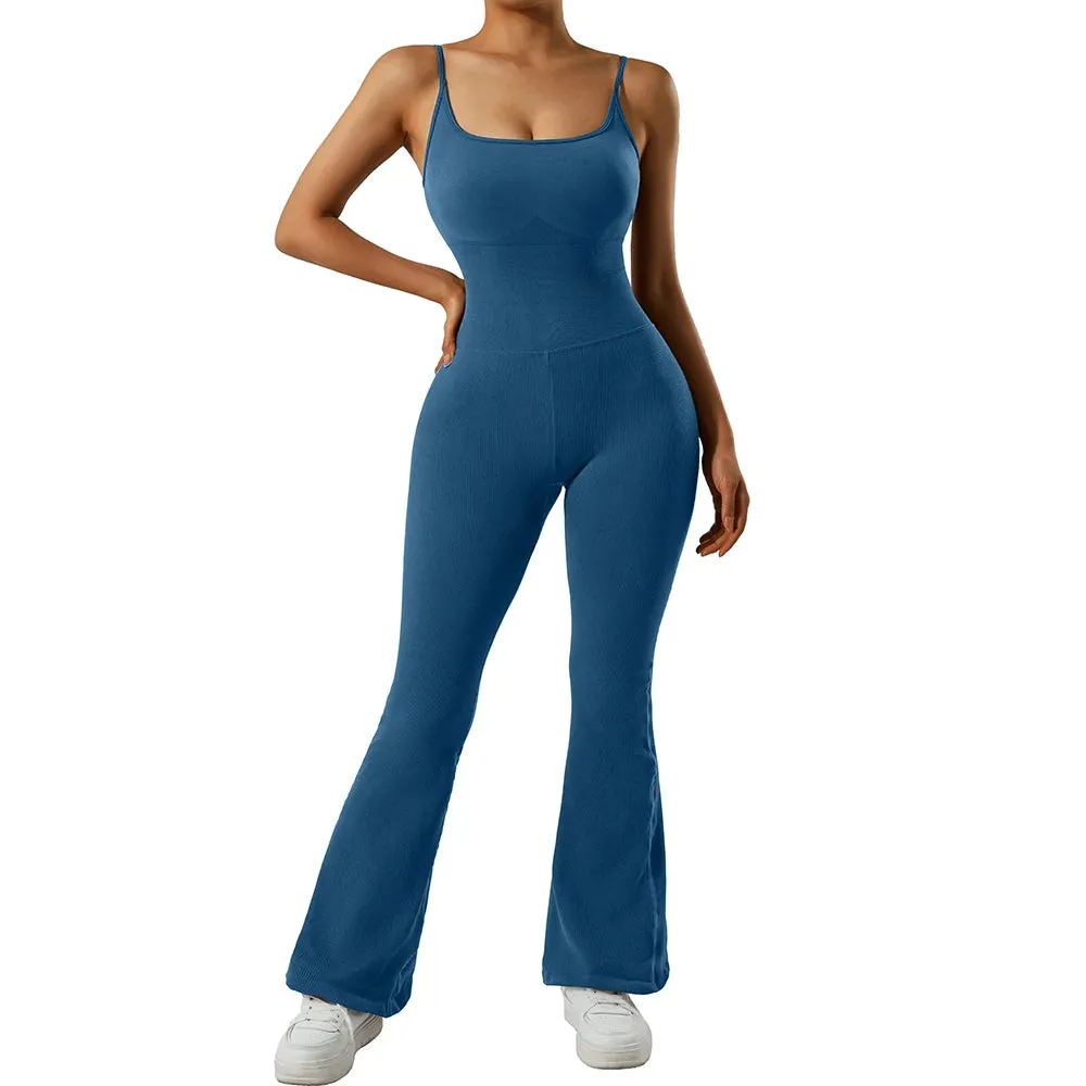 Women's  Ribbed One Piece Jumpsuits Outfits Bodycon Bodysuit Sexy Rompers Short Sleeve Exercise Yoga Jumpsuit Sportswear Mujer