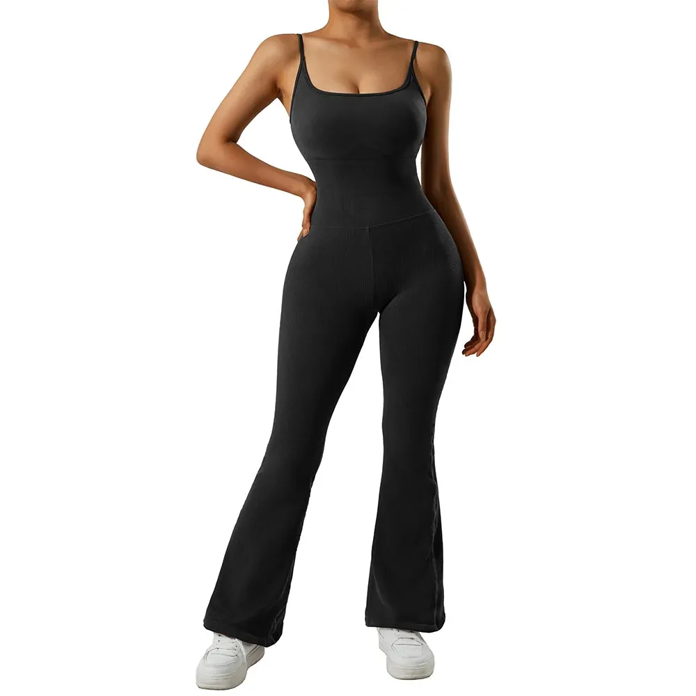 Women's  Ribbed One Piece Jumpsuits Outfits Bodycon Bodysuit Sexy Rompers Short Sleeve Exercise Yoga Jumpsuit Sportswear Mujer