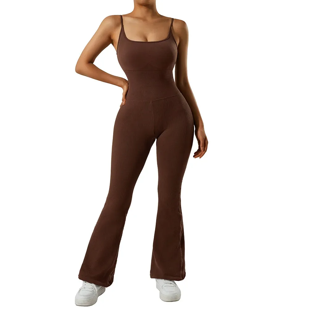 Women's  Ribbed One Piece Jumpsuits Outfits Bodycon Bodysuit Sexy Rompers Short Sleeve Exercise Yoga Jumpsuit Sportswear Mujer