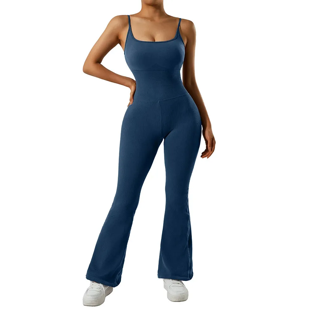 Women's  Ribbed One Piece Jumpsuits Outfits Bodycon Bodysuit Sexy Rompers Short Sleeve Exercise Yoga Jumpsuit Sportswear Mujer