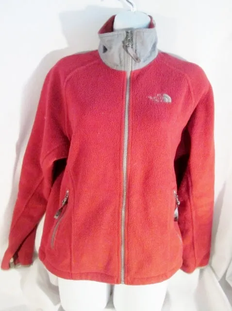 Womens THE NORTH FACE FULL ZIP FLEECE JACKET Coat SP POLARTEC RED Burgundy Gray