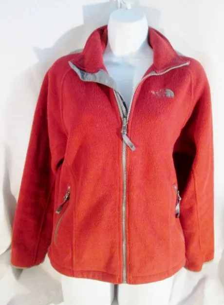 Womens THE NORTH FACE FULL ZIP FLEECE JACKET Coat SP POLARTEC RED Burgundy Gray