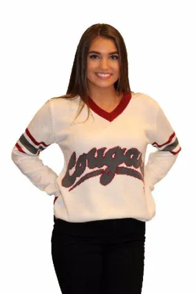 WSU White Cougars Tribute V-Neck Sweater (UNISEX SIZING)