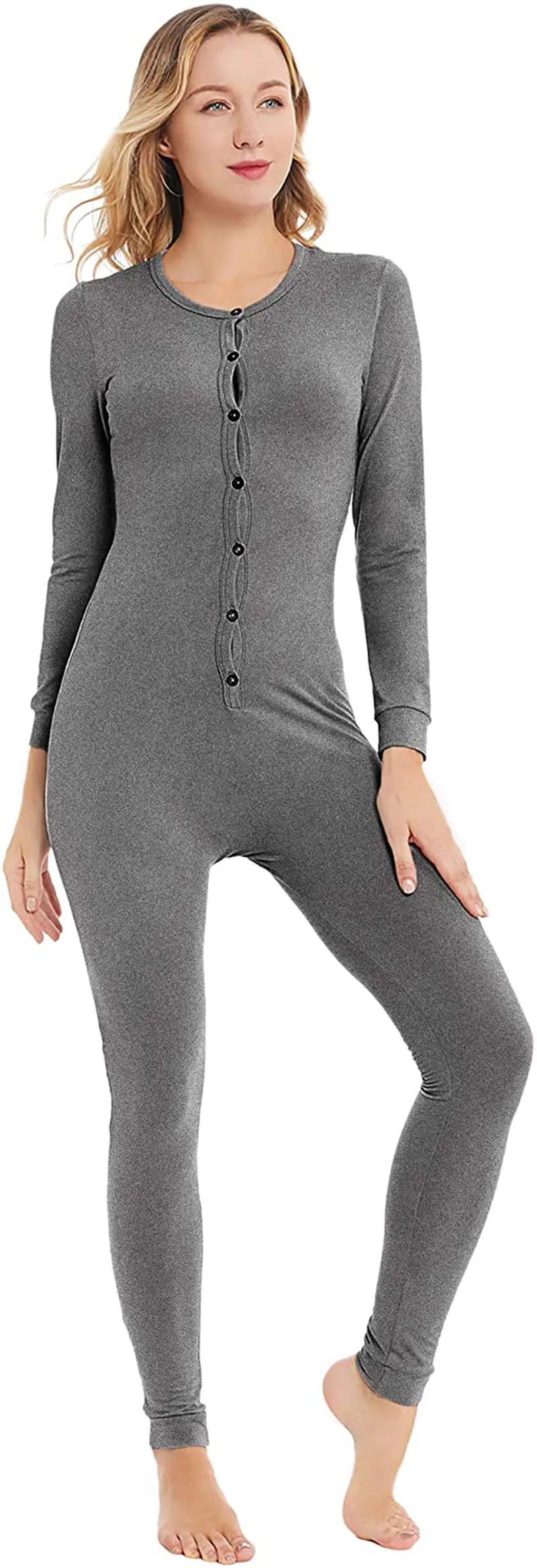 YANGXINYUAN Womens Onesie Pajamas Base Layers Thermal Underwear Long Sleeve Jumpsuit Sleepwear