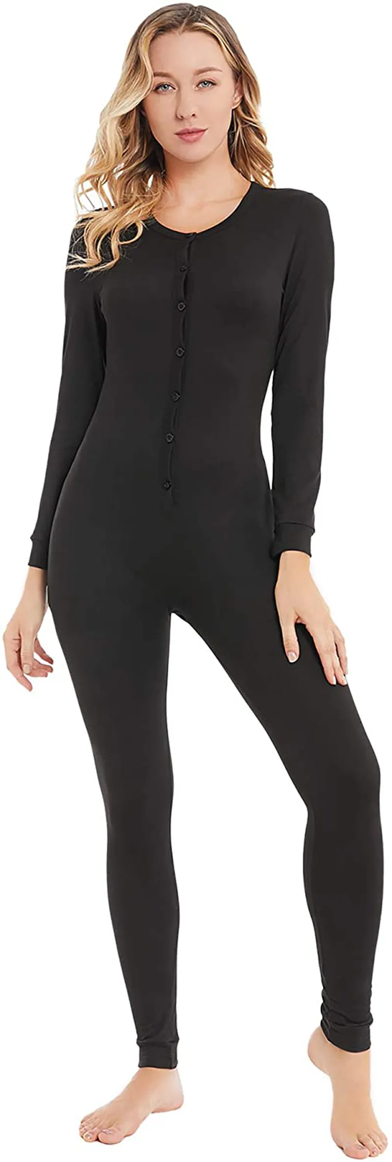 YANGXINYUAN Womens Onesie Pajamas Base Layers Thermal Underwear Long Sleeve Jumpsuit Sleepwear