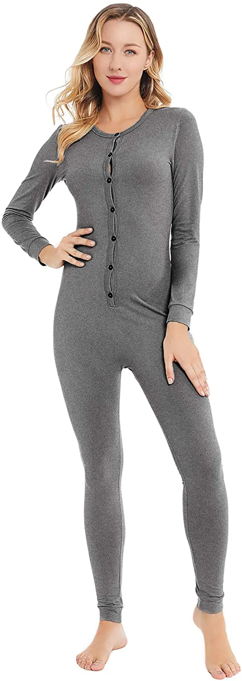 YANGXINYUAN Womens Onesie Pajamas Base Layers Thermal Underwear Long Sleeve Jumpsuit Sleepwear