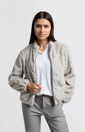 YAYA SHORT SOFT FAUX FUR JACKET MED GREY