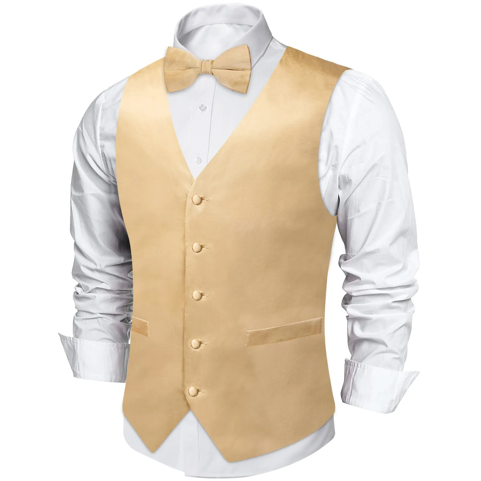 Yellow Solid Silk Men's Vest Single Vest