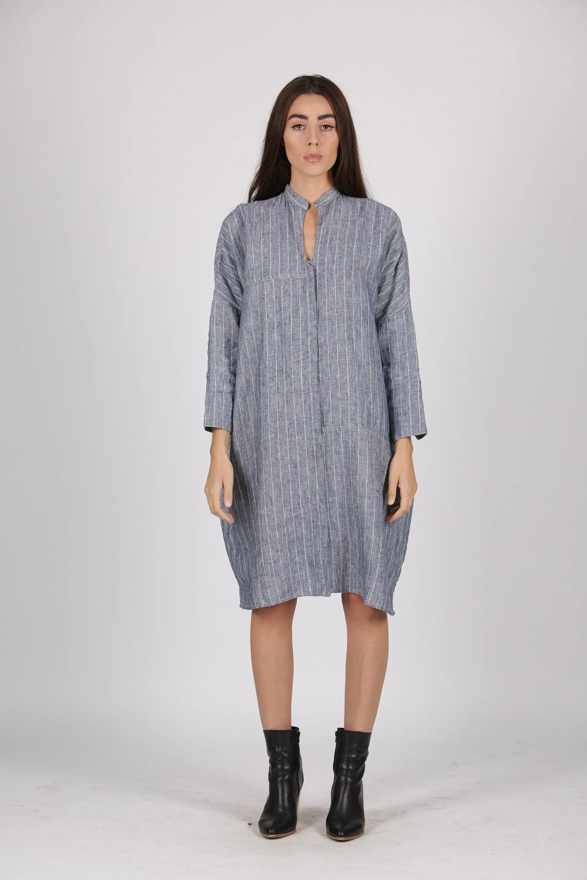 Zahra Dress in Chambray Stripe