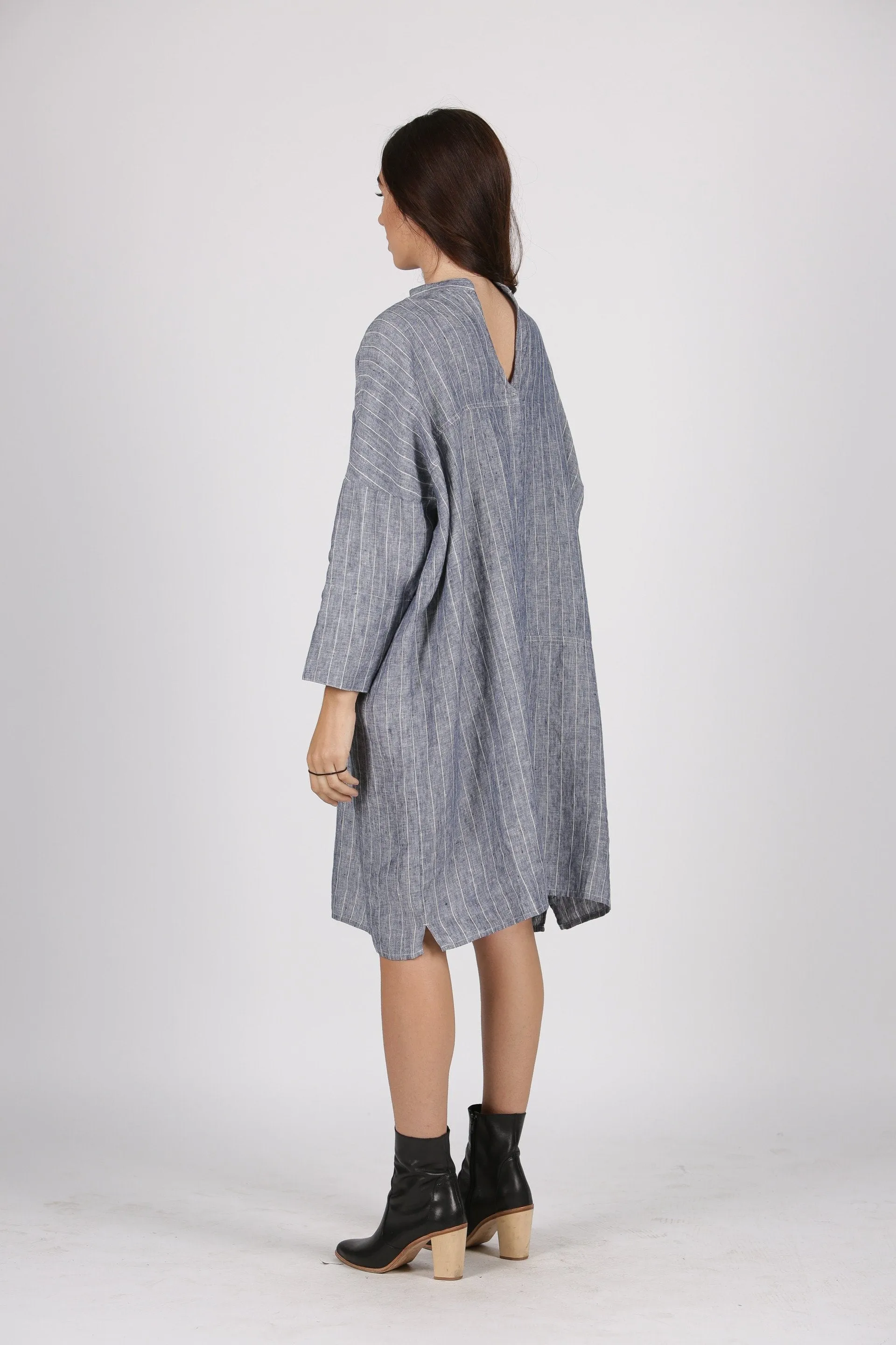 Zahra Dress in Chambray Stripe