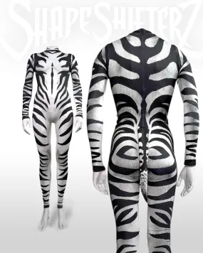 Zebra Costume Bodysuit with high collar and hidden zipper in the back - Cosplay | Athletics | Performance