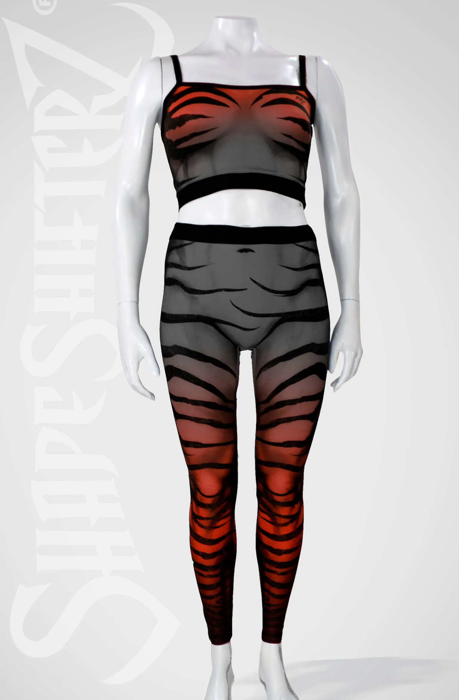 Zebra Leggings - Black to Red Fade - High Contour