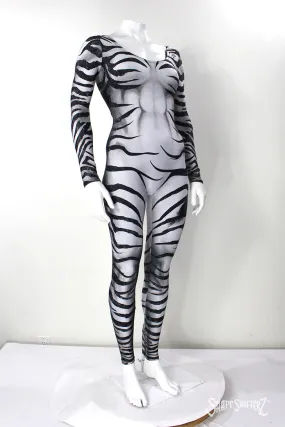 Zebra PullUp-Scoop Neck Catsuit with no Zipper- Cosplay | Athletics | Performance